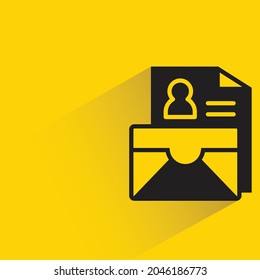resume and envelope with shadow on yellow background