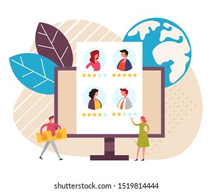 Resume feedback work review rating concept. Vector flat cartoon graphic design illustration