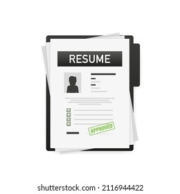 Resume flat. Business management. Document icon Vector illustration