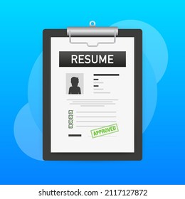 Resume flat. Business management. Document icon Vector illustration
