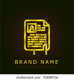Resume golden metallic logo