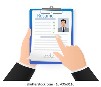 Resume, great design for any purposes. Flat icon. Vector illustration flat design. Online interview. Information icon vector. Online career.