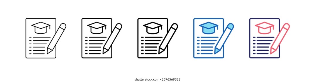 Resume Icon In 5 Different Styles Set Collection.