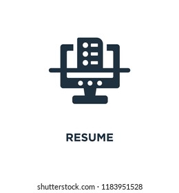 Resume icon. Black filled vector illustration. Resume symbol on white background. Can be used in web and mobile.