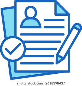 Resume Icon Blue Vector Illustration