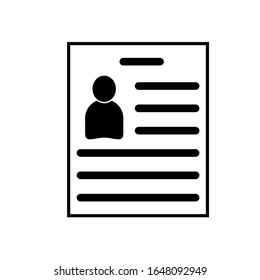 Resume icon. Card photo profile. Identification card. illustration isolated vector sign symbol.