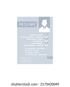 Resume icon. The concept of getting a job. Isolated. Vector.
