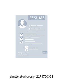 Resume icon. The concept of getting a job. Isolated. Vector.