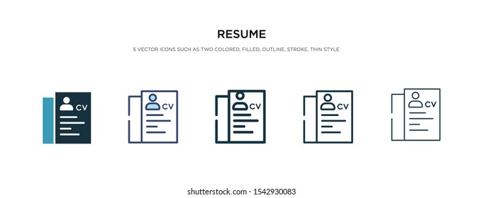 resume icon in different style vector illustration. two colored and black resume vector icons designed in filled, outline, line and stroke style can be used for web, mobile, ui