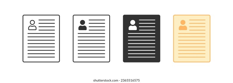 Wiederaufnehmen des Symbols. Dokumentsymbol. Hr Schilder. VK-Formzeichen. Symbole für personenbezogene Daten. Schwarz, flache Farbe. Vektor-Einzelzeichen.