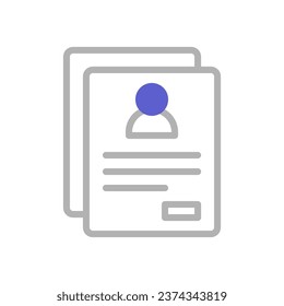 Resume icon duotone purple grey business illustration vector element and symbol perfect.