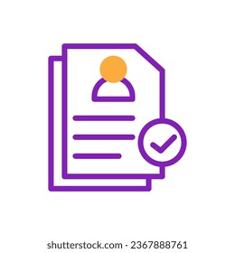 Resume icon duotone purple yellow business illustration vector element and symbol perfect.