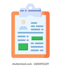 Resume Icon in Flat Color Style. Simple Flat Icon Vector. Simple Vector Design