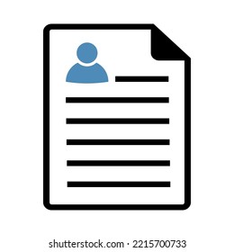 Resume icon in flat style. Contract symbol isolated on white background. Simple resume abstract icon in black. Vector illustration for graphic design, Web, UI, mobile app