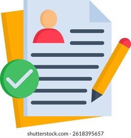 Resume Icon Flat Vector Illustration