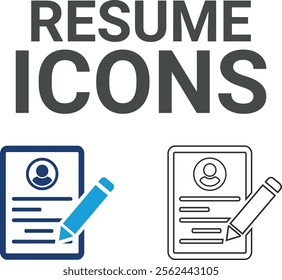 Resume icon. Headhunting, career, resume, job hiring, candidate, and human resource icons. Solid icon collection.