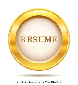 Resume icon. Internet button on white background. EPS10 vector. 