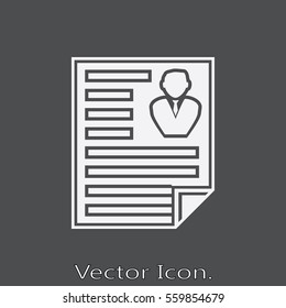 Resume icon isolated sign symbol and flat style for app, web and digital design. Vector illustration.