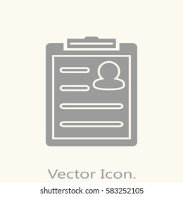 Resume icon isolated sign symbol and flat style for app, web and digital design. Vector illustration.
