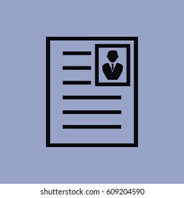 Resume icon isolated sign symbol and flat style for app, web and digital design. Vector illustration.