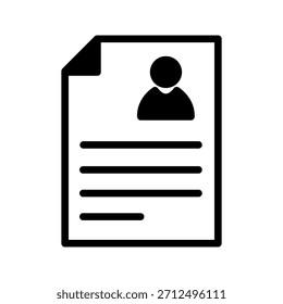 Resume icon on light background. HR symbol. Business, personal information, CV, job interview. Outline, flat and colored style. Flat design. Vector illustration.