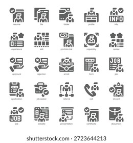Reanudar paquete de iconos para su Sitio web, móvil, presentación y diseño de logotipo. Resume Icon diseño sólido. Ilustración gráfica de Vector y trazo editable.