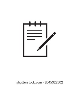 Resume icon with a pen on a white background. Writing concept. Minimalistic vector icon on a white background.