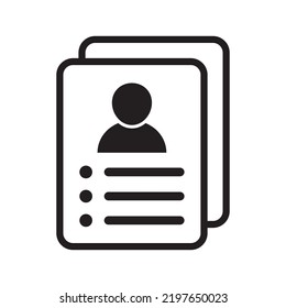 Icono de reanudación. Icono de verificación de datos personales. Icono vector para diseño web aislado en fondo blanco.