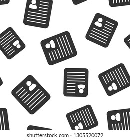Resume icon seamless pattern background. Contract document vector illustration. Resume symbol pattern.