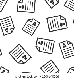 Resume icon seamless pattern background. Contract document vector illustration. Resume symbol pattern.