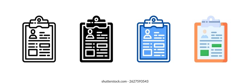 Resume icon set bundle. Multi style icon collection perfect for websites, apps, and presentations. Simple vector icon collection