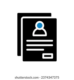 Resume icon solid blue black business illustration vector element and symbol perfect.