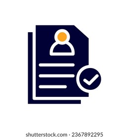 Resume icon solid orange black business illustration vector element and symbol perfect.