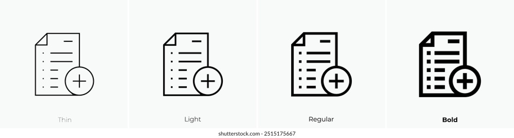 resume icon. Thin, Light Regular And Bold style design isolated on white background