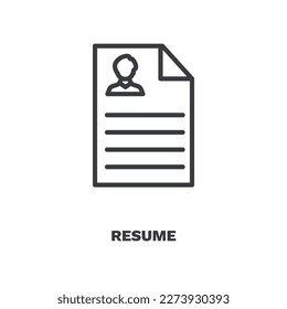 resume icon. Thin line resume icon from Human Resources collection. Outline vector isolated on white background. Editable resume symbol can be used web and mobile