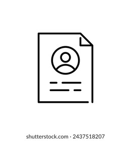 Icono de Reanudar. Símbolo de usuario y documento. Píxel perfecto, vector de trazo editable