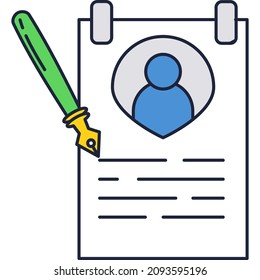 Resume icon. Vector cv job document. Paper interview file employment contract isolated on white background