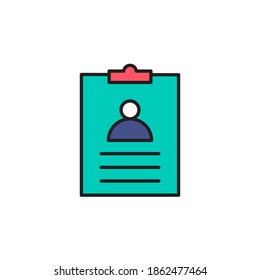 resume icon vector filled outline. colored icon. isolated on white background