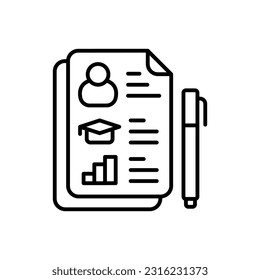 Resume icon in vector. Illustration