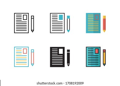 Wiederaufnahme der Icon-Vektorillustration mit unterschiedlichem Stil-Design. einzeln auf weißem Hintergrund