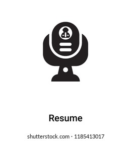 Resume icon vector isolated on white background, logo concept of Resume sign on transparent background, filled black symbol