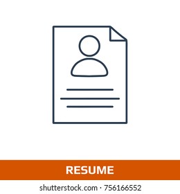 Resume icon, vector sign. Work profile