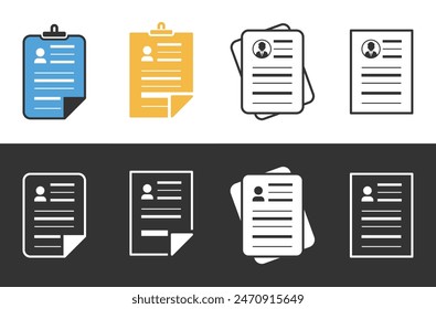 Resume icons. Profile icon, Cv Icon Resume Symbol Logo Template. Vector illustration concept.