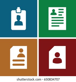 Resume icons set. set of 4 resume filled icons such as resume
