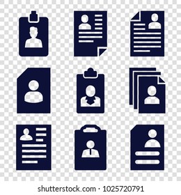 Resume icons. set of 9 editable filled resume icons such as resume