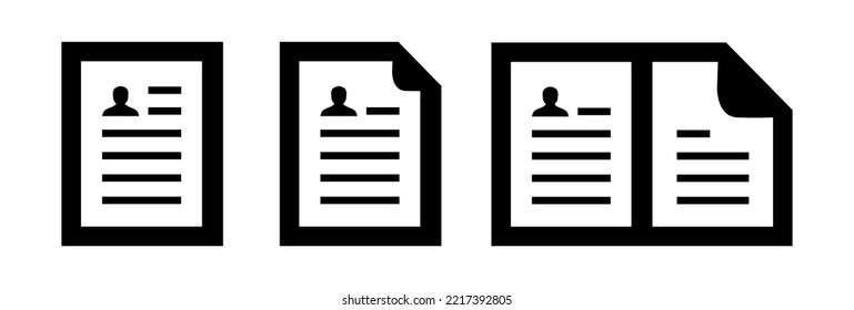 Resume Icons Set In Flat Style Vector Illustration. CV, Paper Documents, File Symbols
