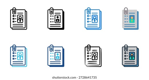 Resume icons set multiple style collection. Editable stroke 
