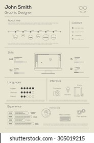 Resume. With Infographics and Timeline. Line art. Vector Illustration
