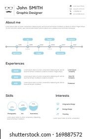 Resume. With Infographics and Timeline. Vector Illustration 