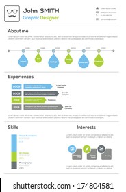 Resume. With Infographics and Timeline. Vector Illustration 